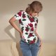 thumbnail image 3 of Balery Rose Flowers Body de cuello redondo de manga corta para mujer Tops de manga corta Tops básicos-Medium, 3 of 7