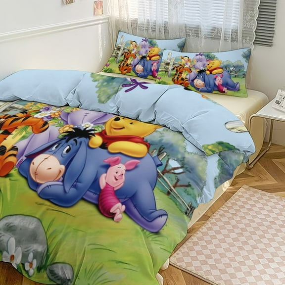 Cartoon The New Adventures of Winnie The Pooh 3 Piece Bed Set Warm And Comfortable Bedding Set 86"x70"