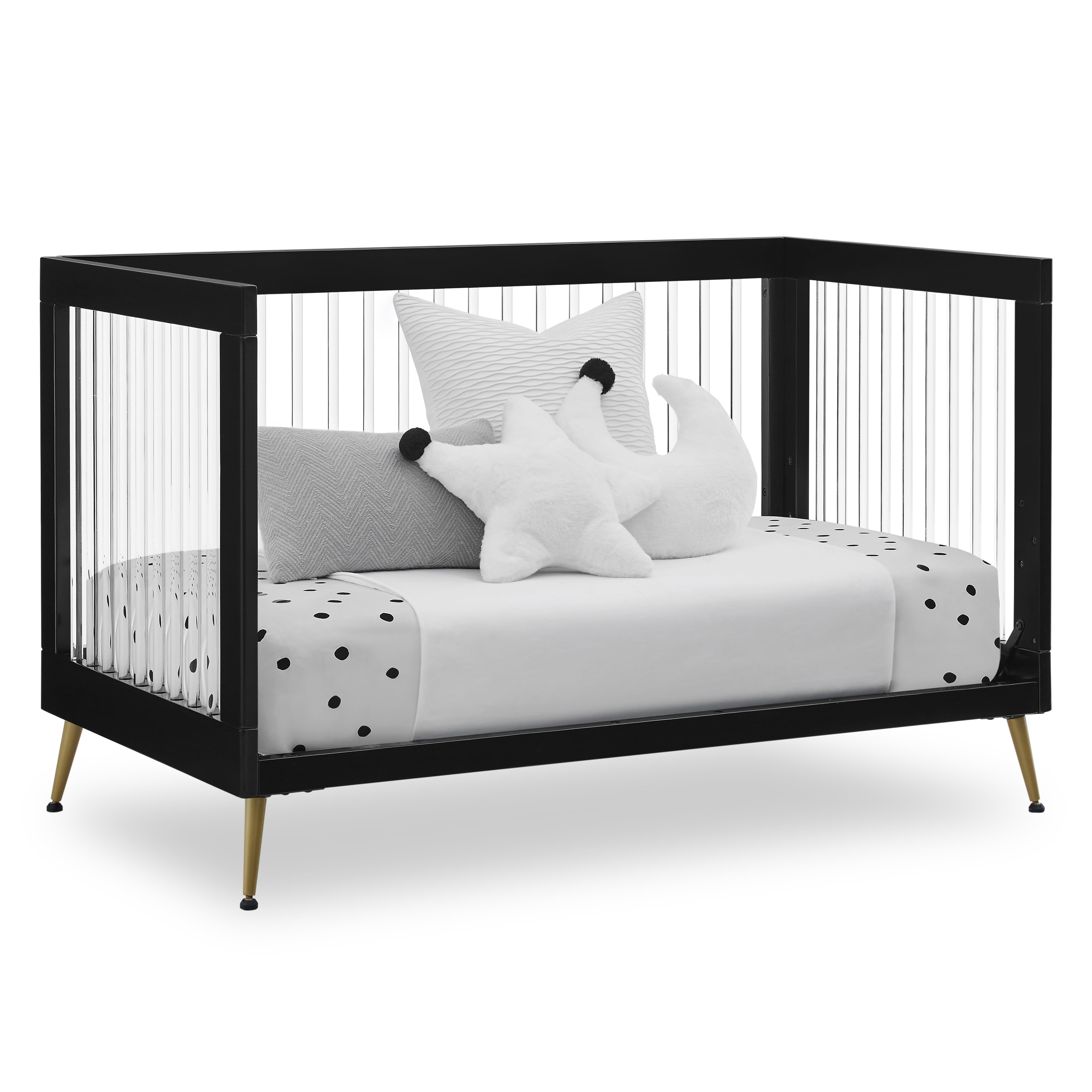 Delta Children Sloane 4-in-1 Acrylic Convertible Crib - Greenguard Gold Certified, Black/Bronze