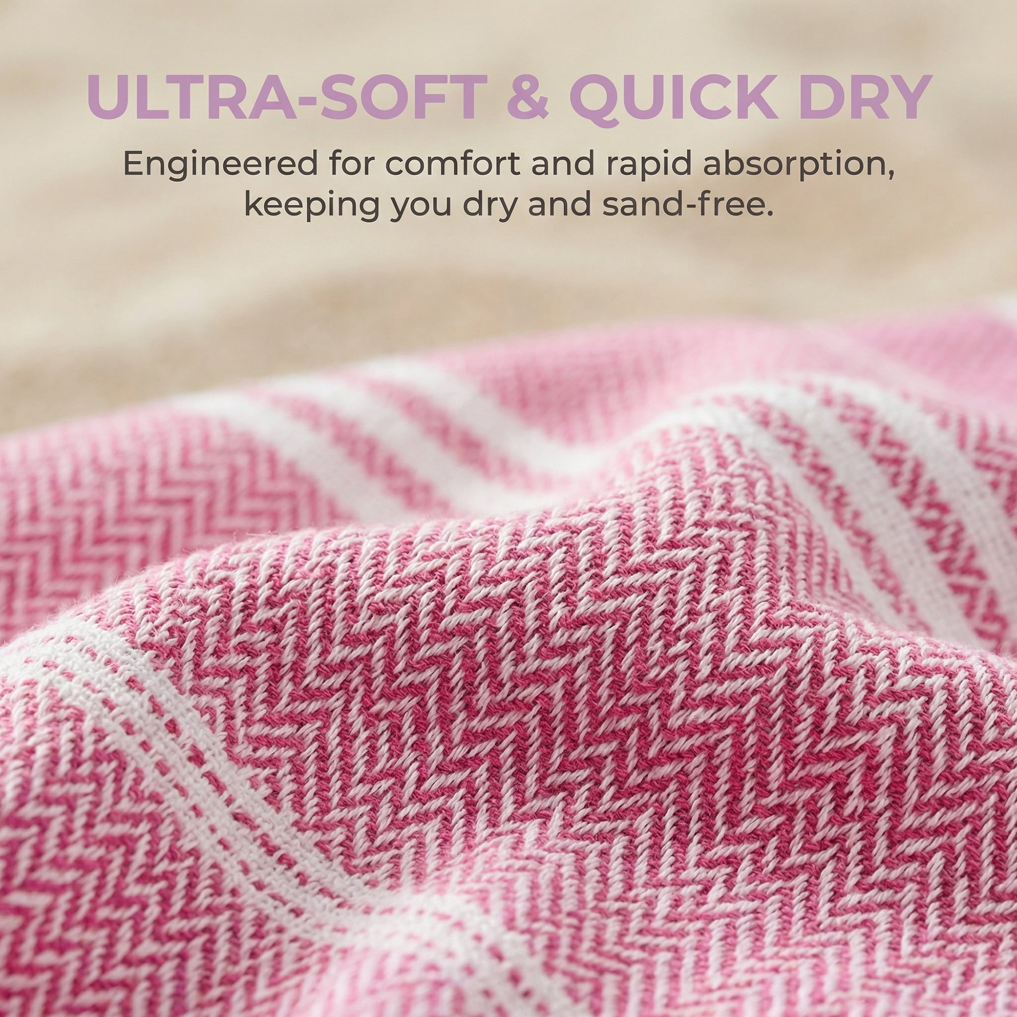 Unique Bargains Stripe Turkish Quick Dry Beach Towel 2 Pack Rose Red/Green 71"x35"