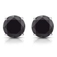 thumbnail image 2 of 14k White Gold 1/2 CT Created Black Diamond Round Stud Earrings Plated by Paris Jewelry, 2 of 4