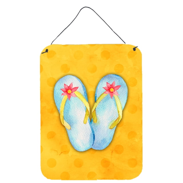 "Treasures Flip Flops Yellow Polkadot Metal Print, 16hx12w, multicolor" Caroline's Treasures BB8182DS1216