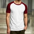 thumbnail image 2 of XIYON Men's T-Shirts Fashion Casual Color Block Short Sleeve Raglan Top T Shirts Comfortable Beach Vacation Top, 2 of 5