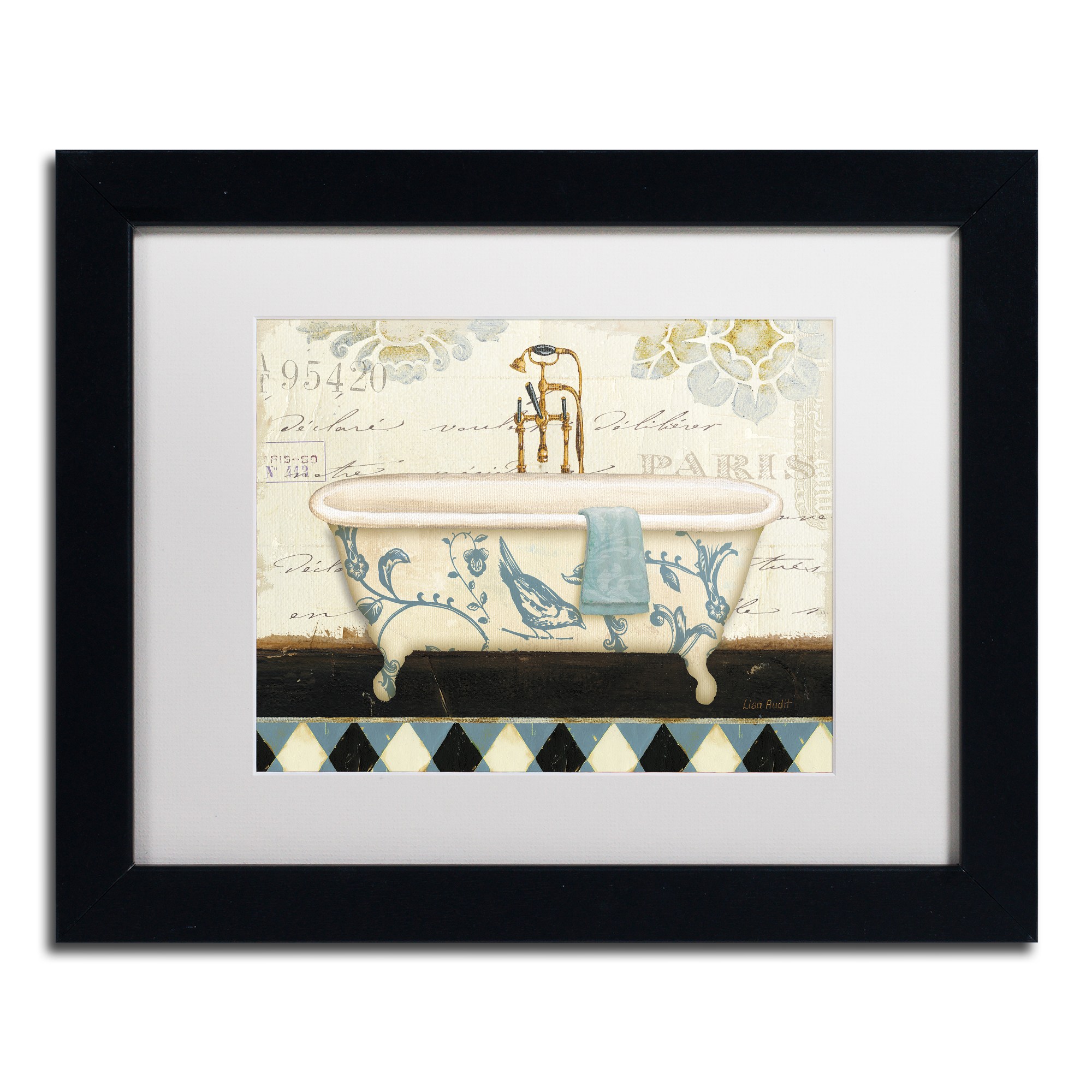 Trademark Fine Art "Marche de Fleurs Bath II" Canvas Art by Lisa Audit, White Matte, Black Frame
