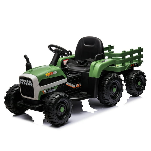 Ride on Tractor with Trailer,24V Battery Powered Electric Tractor Toy,Three speed adjustable,USB,MP3 ,Bluetooth