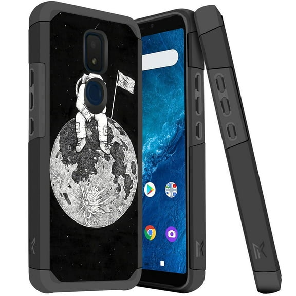 ANJ  Slim Dual Layer Hybrid Shockproof Case   Tempered Glass Cover for Cricket Icon 3, Splendor, AT&T Motivate 2 - Lonely Astronaut