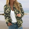 thumbnail image 2 of GXIPO Camo Jacket for Women, Women's Winter Bomber Jacket Long Sleeve Stand Collar Zipper Outwear with Pockets Dark Green XL, 2 of 5