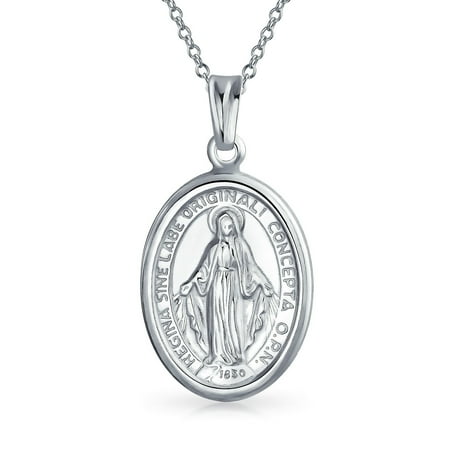 - Our Lady of Guadalupe Catholic Virgin Mary Religious Medal Medallion Oval Necklace For Women Men 925 Sterling Silver