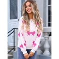 thumbnail image 4 of Women Cute Knit Sweater Y2k Long Sleeve Crew Neck Knitted Pullover Top Oversized Going Out Fall Winter Knitwear Rose Red S, 4 of 10