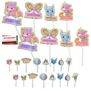 Rainbow Butterfly Unicorn Kitty Cake Cupcake Toppers Deluxe Pack (24 Pack)(Plus Party Planning Checklist by Mikes Super Store)