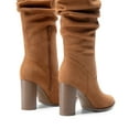 thumbnail image 4 of BURUDANI Women Slouchy Knee-High Suede Boots Pointed Toe, Chunky Block Heel, Side-Zip Pull-On Comfort, 4 of 6
