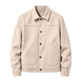 thumbnail image 2 of Hulanddfd Men's Faux Suede Jacket Turn Down Collar Button Down Casual Trucker Coat Fall Winter Outerwear, 2 of 5