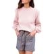 thumbnail image 1 of Gibobby Suéter Abrigo Mujer Suéter de punto de manga de burbuja con cuello Rojoondo de color sólido para mujer para otoño e invierno (Rosa, S), 1 of 5