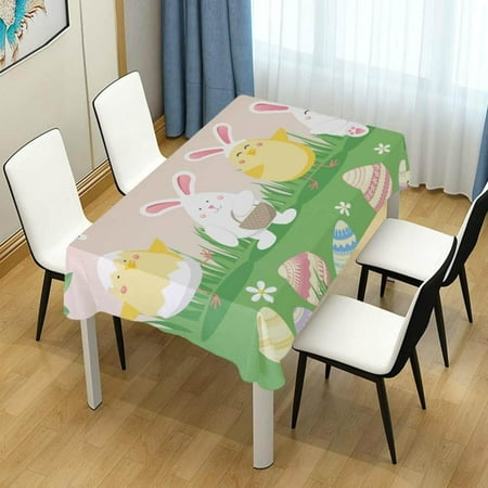 

Hyjoy Easter Eggs Rectangle Tablecloth Spill-Proof Polyester Table Cloth Table Cover for Kitchen Dining Picnic Holiday Party Decoration 60x60 Inch