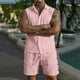 thumbnail image 1 of Ceisia Men's Loose Fit Linen 2-Piece Set Sleeveless Button-Down Shirt with Elastic Waist Drawstring Shorts Gifts, 1 of 7