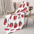 thumbnail image 3 of Rateoe Hand Drawn Strawberry Pattern Flannel Throw Blanket, Ultra-soft Blanket for Bed, Couch, Car, Hypoallergenic Anti-pilling blanket-40"x30"(Vertical), 3 of 6