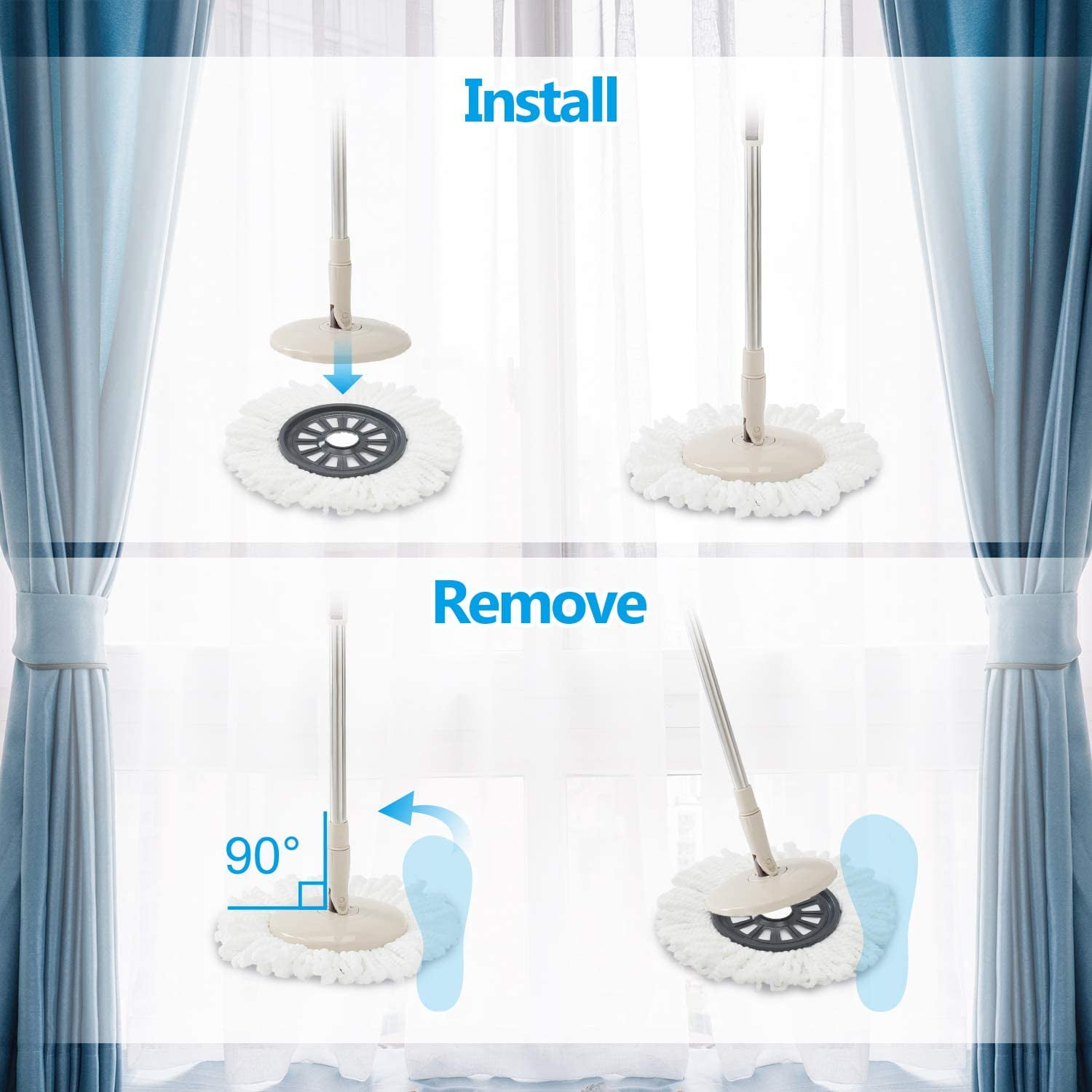 Buy Eyliden Microfiber Spin Mop with Bucket, 360 Spin Rapid Dehydration