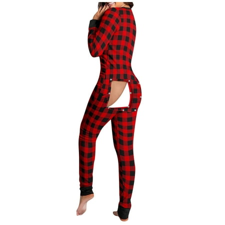 

Onesies Womens Pajamas Women s Button-down Front Functional Buttoned Flap Adults Jumpsuit