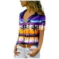 thumbnail image 1 of Hauts d'Été pour Femmes Chemise Décontractée Imprimée à Manches Courtes Orange L, 1 of 5