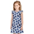 thumbnail image 1 of Balery Blue Ink Flowers Camisón de princesa para niñas, pijama de algodón con mangas abullonadas, suave y bonito.-XX-Large, 1 of 6