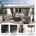 thumbnail image 7 of Kullavik Outdoor Lean to Gazebo 10x26FT, Hardtop Wall Mounted Gazebo with Sloping Sun Panel Roof, Awnings for Patio with Metal Frame, Double Curtains for Garden, Lawn, Backyard Deck, Grey, 7 of 7