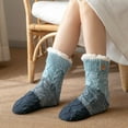 thumbnail image 5 of Prolriy Socks for Women, Women's Winter Super Soft Warm Cozy Fuzzy Fleece Lined with Grippers Slipper Socks Womens Socks Blue One Size, 5 of 5