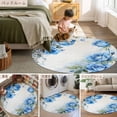 thumbnail image 6 of Blue Roses Area Rug, Watercolor Summer Floral Farmhouse Washable Large Circle Carpet, Non Slip Round Rug for Living Room/Bedroom/Dining Room/Home Office/Dorm, 6 of 9