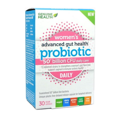 Genuine Health Women's Advanced Gut Health Probiotic Daily 50 Billion - 30 (Best Probiotic For Gut Health)