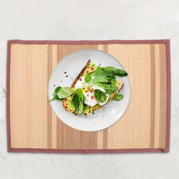 OULII Heat-Resistant Placemats 2Pcs Bamboo Rectangular Table Mats for Dining Table