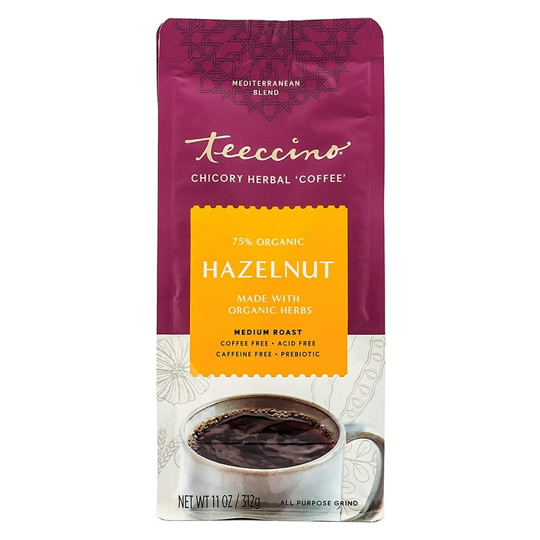Teeccino Hazelnut Ground Herbal Coffee Alternative, Medium Roast