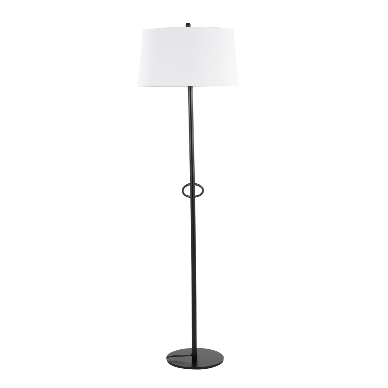 Shadow Contemporary Floor Lamp in Black Steel with White Linen Shade by LumiSource