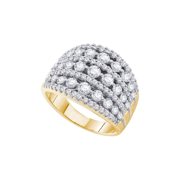 Diamond Princess 14k Yellow Gold Womens Round Pave-set Diamond Wide Fashion Band Ring 3 Cttw