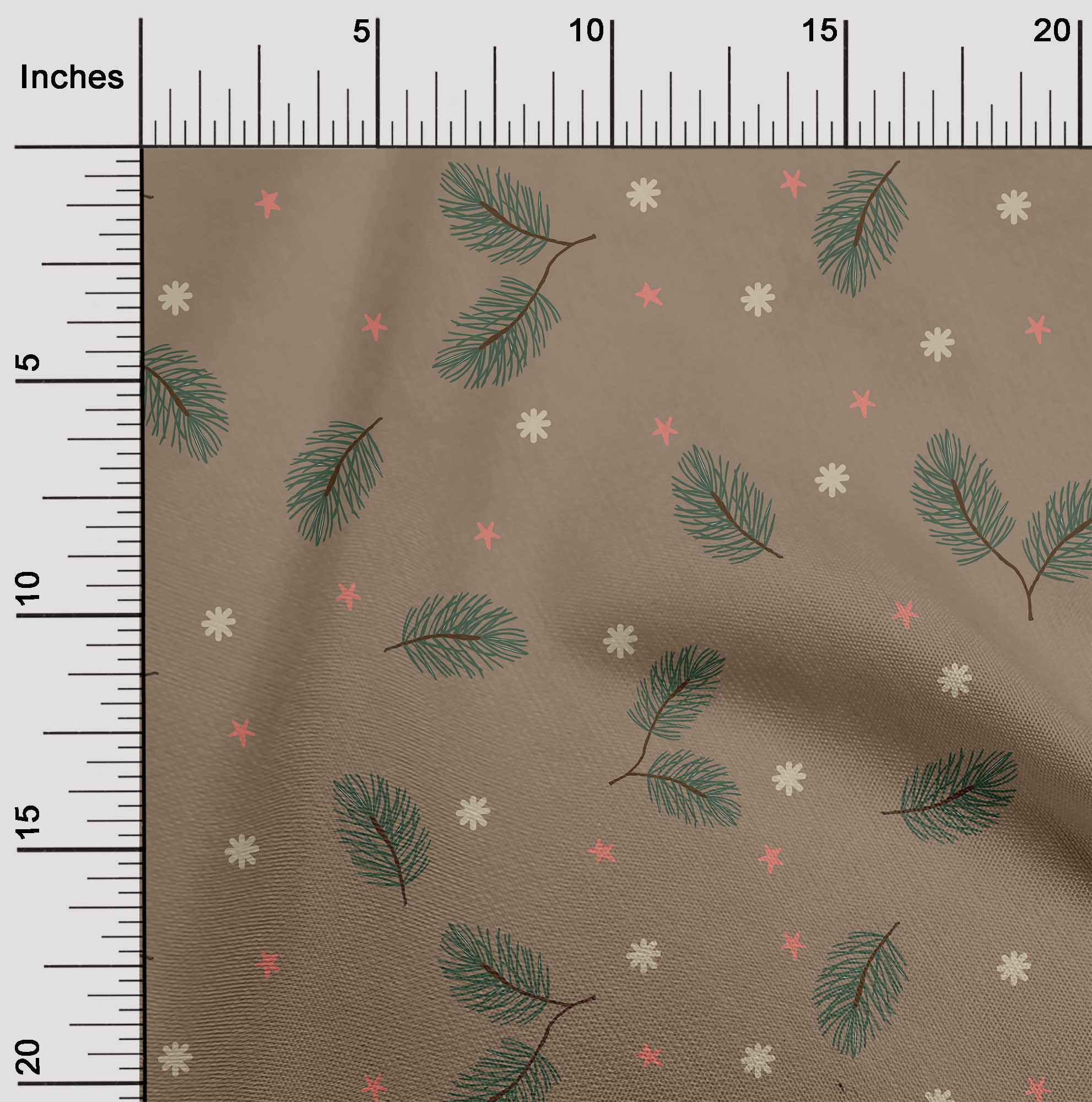 oneOone Cotton Poplin Twill Light Brown Fabric Christmas Feather Quilting Supplies Print Sewing Fabric By The Yard 56 Inch Wide