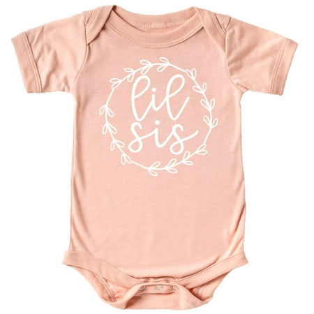 

Olive Loves Apple Big Sis Lil Sis T-Shirts and Bodysuits for Baby and Toddler Girls Sibling Outfits White on Peach Bodysuit 12 Months