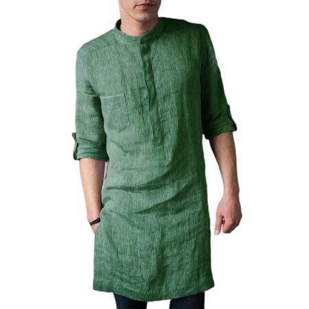 INCERUN Men's Long Sleeve Kurta Shirt Traditional Kaftan Indian Shirts ...