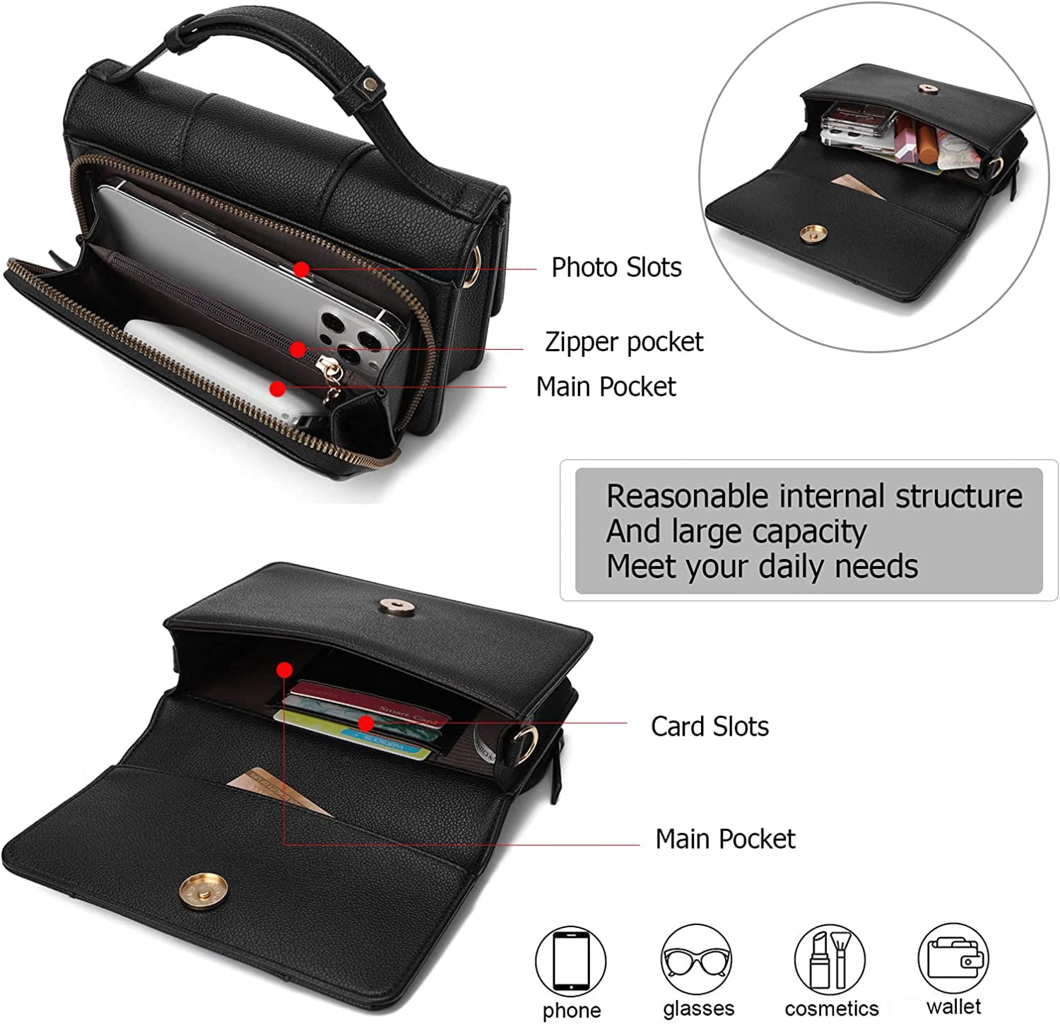 Small Crossbody Handbag for Women, Lightweight Shoulder Messenger Bag Clutch Purse Top Handle Phone Bag