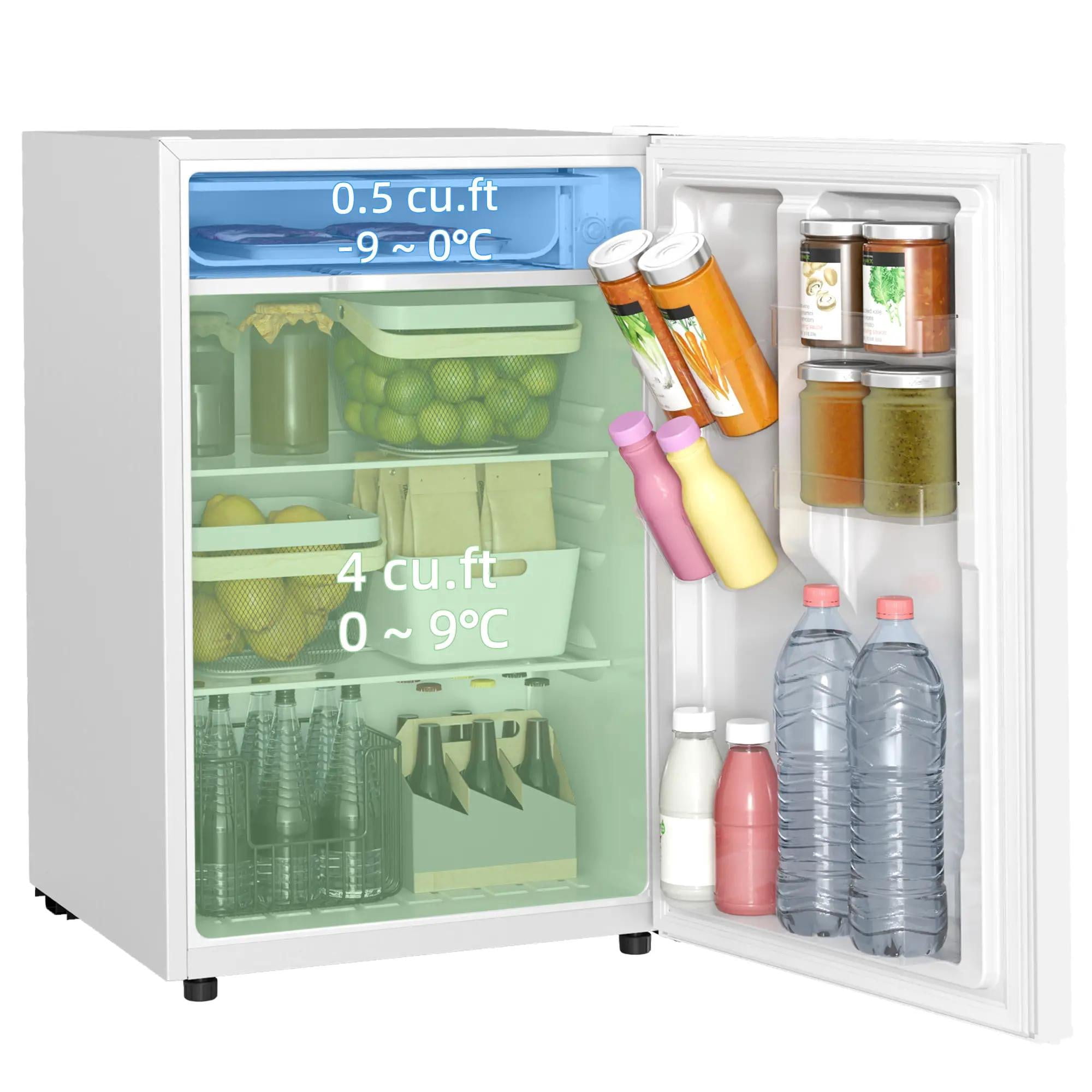 Resenkos 4.5 Cu.Ft Mini Fridge, Single Door Refrigerator with Freezer, Wheels, Adjustable Thermostat, Reversible Door, White
