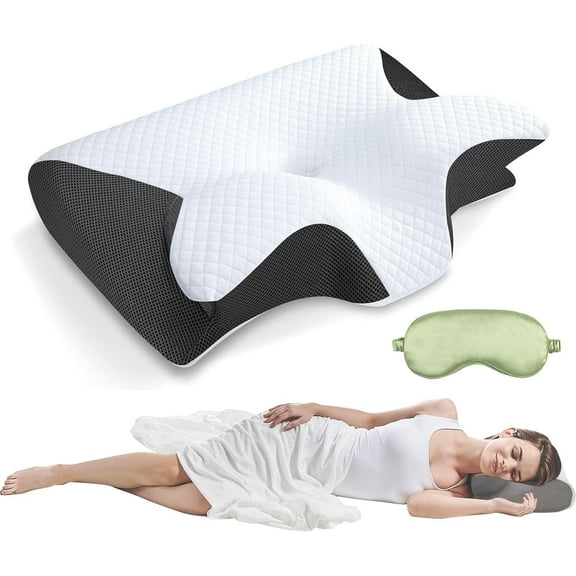 Neck Pillow, Ergonomic Cervical Pillow, Ergonomic Adjustable Height Neck Support Memory Foam Bed Pillow, Suitable for Back, Side, or Stomach Sleeping