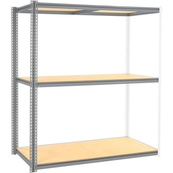 Global Industrial 581041GY 96 x 72 x 36 in. High Capacity 3 Levels Add-On Rack with Wood Deck, Gray