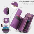 thumbnail image 3 of for Samsung Galaxy S20 FE Crossbody Wallet Phone Case with Card Holder&Zipper, Back Flip Folio PU Leather Kickstand Card Slots Case for Women Girls, Double Magnetic Clasp Shockproof Cover,Darkpurple, 3 of 8
