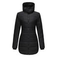 thumbnail image 4 of Innerwin Hooded Coats Solid Color Women Down Winter Long Sleeve Lightweight Puffer Jacket Black XS, 4 of 7