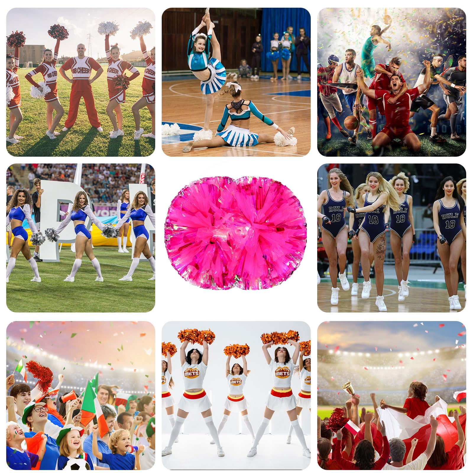 24 Pcscheerleading poms,pom poms Cheerleading with Handle Style Cheer Pom Pomsfor Dance, Matches