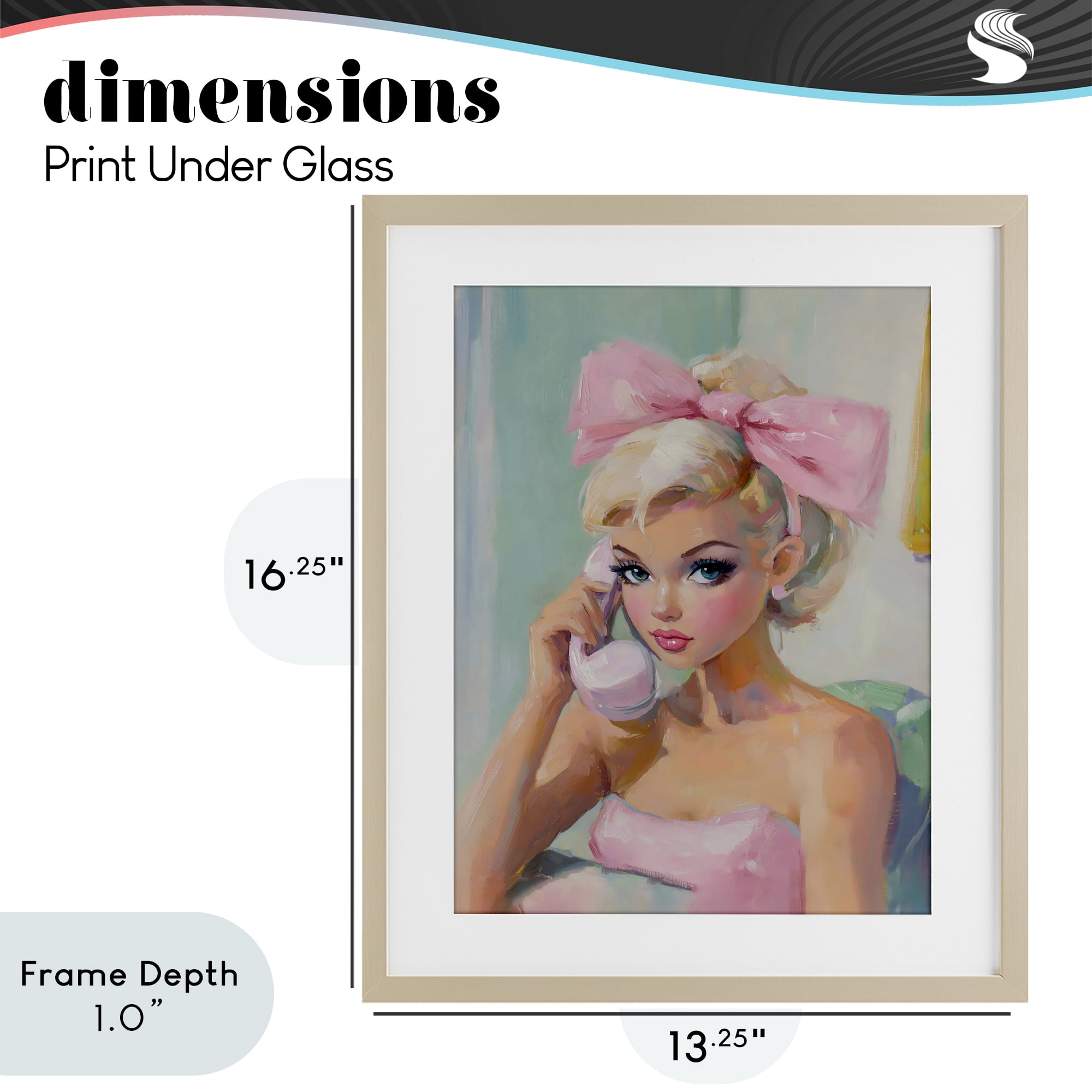 Stupell Industries Blonde Girl with Pink Bow Birch Framed Print Under Glass, design by The Prints Vibe
