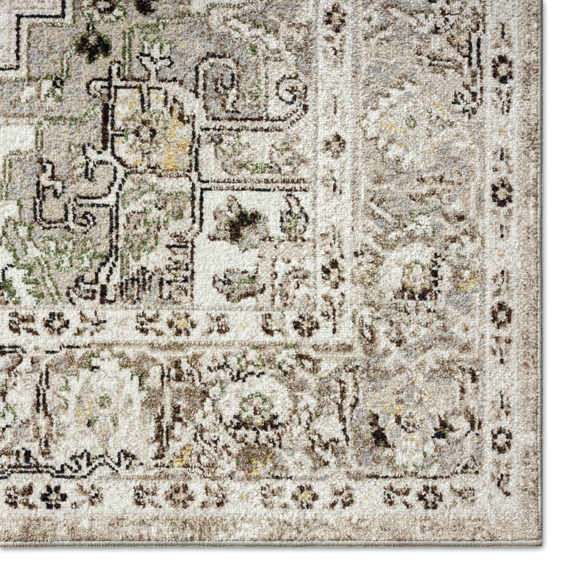 Everwash Treasure Rubia Traditional Medallion Machine Washable Indoor Area Rug, Ivory/Beige, 6'6"x9'2"