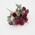 thumbnail image 4 of 1 Bouquet 7 Branch 21 Heads Artificial Silk Fake Rose Flowers,Soft Decoration Simulation Flowers for Bridal Bouquet,Wedding,Party,Home Decorations,Claret, 4 of 7