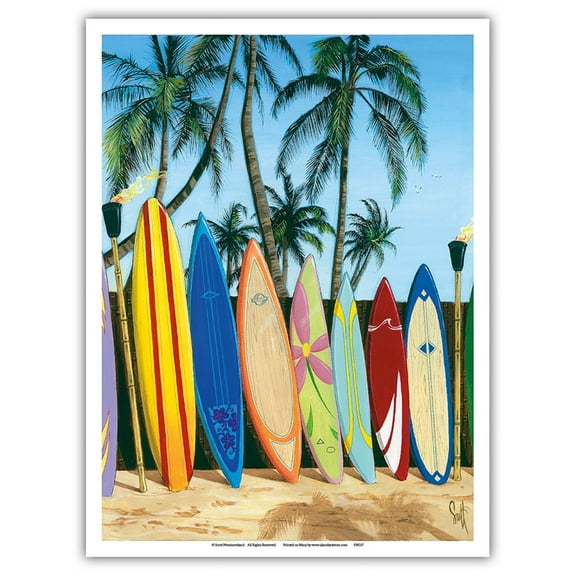 Bunch of Boards - Surfboard Art - From an Original Color Painting by Scott Westmoreland - Master Art Print (Unframed) 9in x 12in
