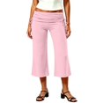 thumbnail image 2 of Rhuody Women Summer Pants Staight Leg Empire Waist Solid Color Shorts For Gym Workout Handsome Bottoms 3Xl Pink, 2 of 5
