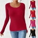 thumbnail image 1 of Tops básicos para mujer,Camiseta de verano de manga larga con cuello redondo para mujer, informal, cómoda, elástica, corte regular, ideal para el hogar y el trabajo, sopatenor, 1 of 8