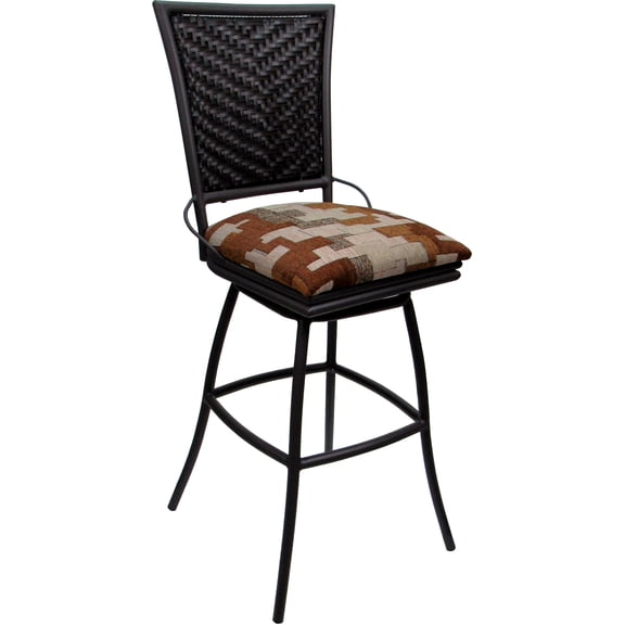 Outdoor Indoor Swivel Bar Stool 30" - Erin Armless - Terracotta Fabric - Black