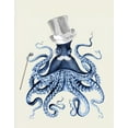 thumbnail image 2 of Fab Funky 26x32 White Modern Wood Framed Museum Art Print Titled - Octopus Print Blue on Cream b, 2 of 4